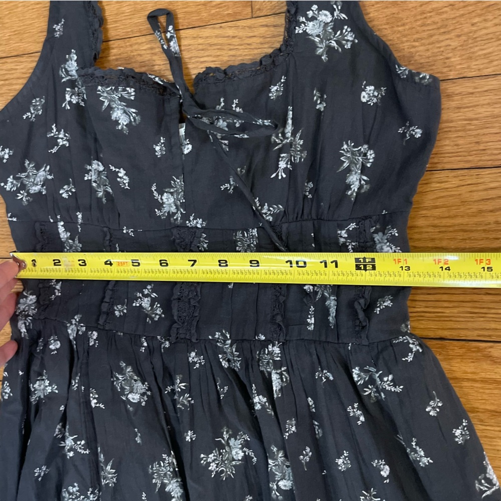 American Eagle Catie Corset Midi Dress Dark Florals CottageCore Prairie Small - Picture 6 of 12